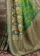 Green And Mehendi Floral Motifs Banarasi Silk Saree